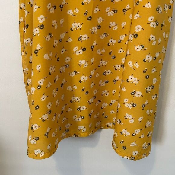 Abercrombie & Finch Floral Flutter Sleeve Dress Yellow Large princess preppy - Picture 2 of 15